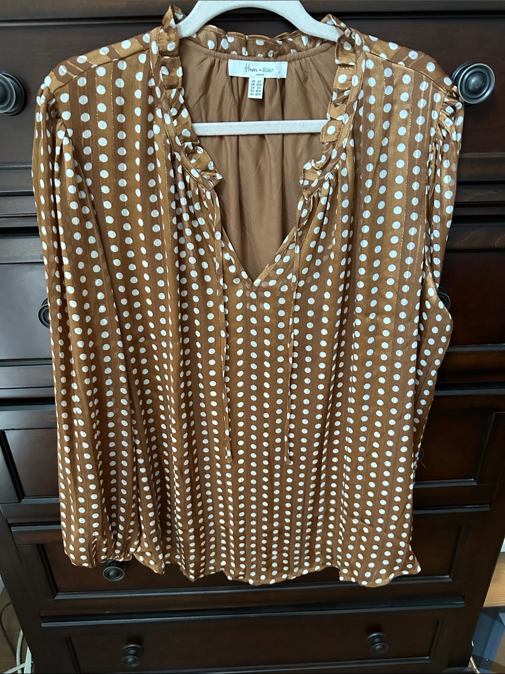 Hannah Brown Polka Dot V-Neck Blouse